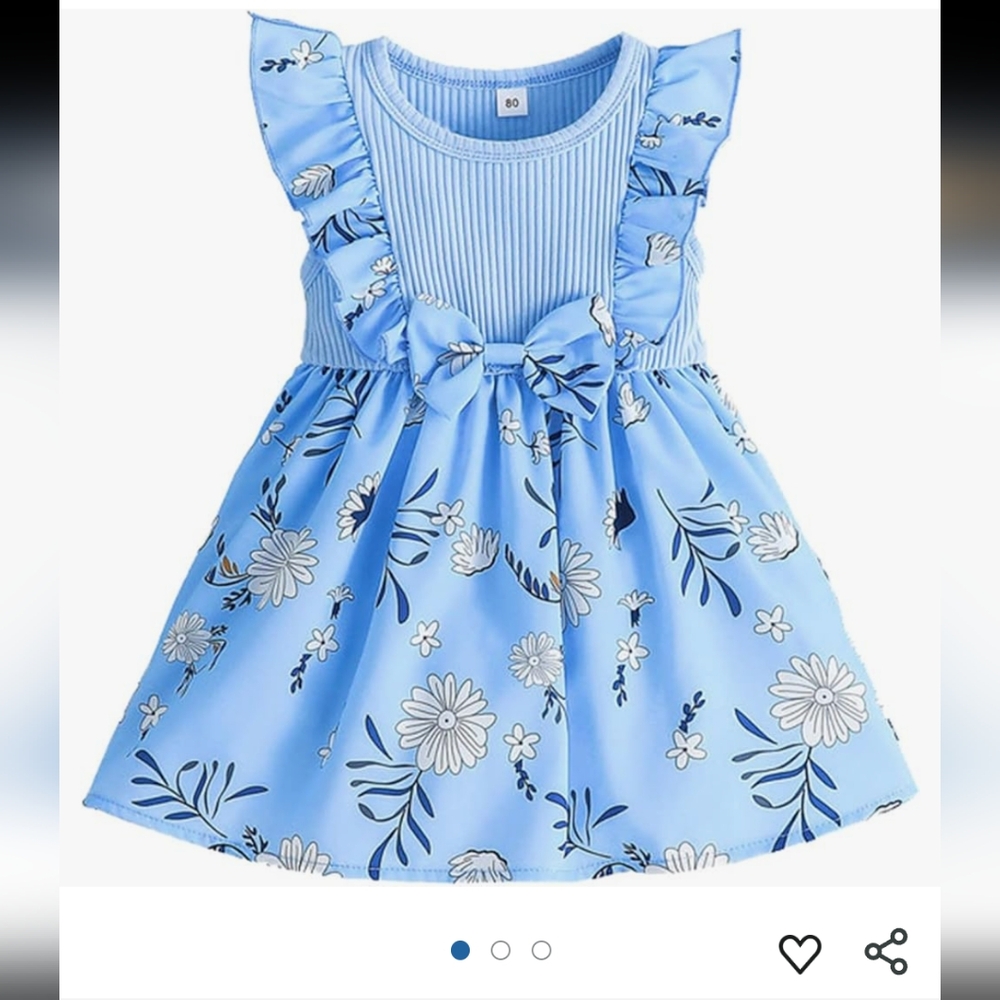 Toddler's Floral Blue Dress